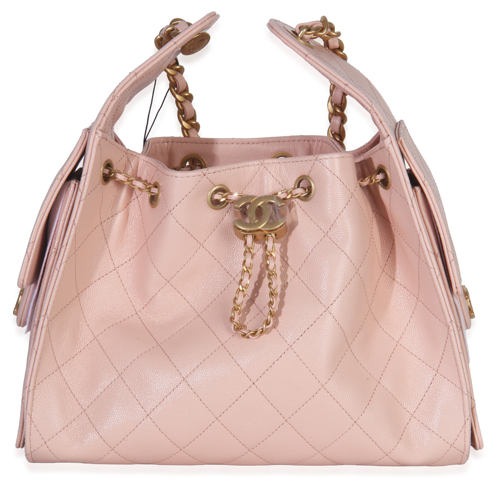 Chanel Pink Quilted Caviar Small Chanel 25 Hobo Handbag